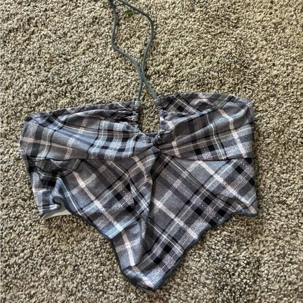 Plaid Halter crop Top